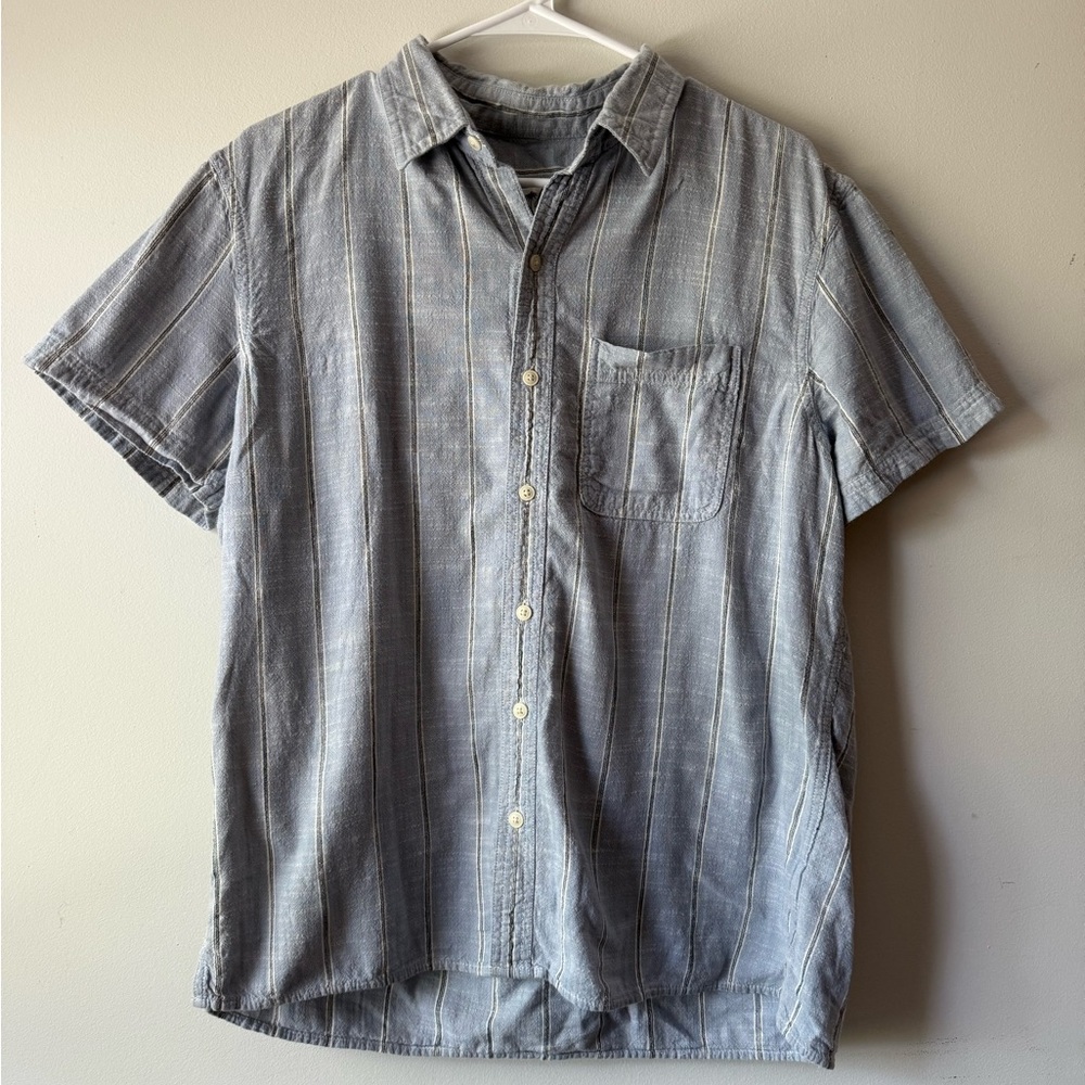 American Eagle Light Blue Striped Men's Shirt 100% Cotton
